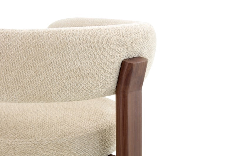 Chaise de salle à manger Japandi CARAT Bouclé Stone