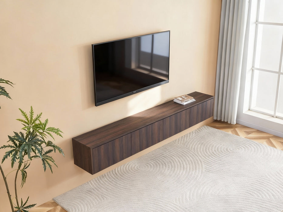Meuble TV suspendu Japandi VIEUX NOYER 240CM