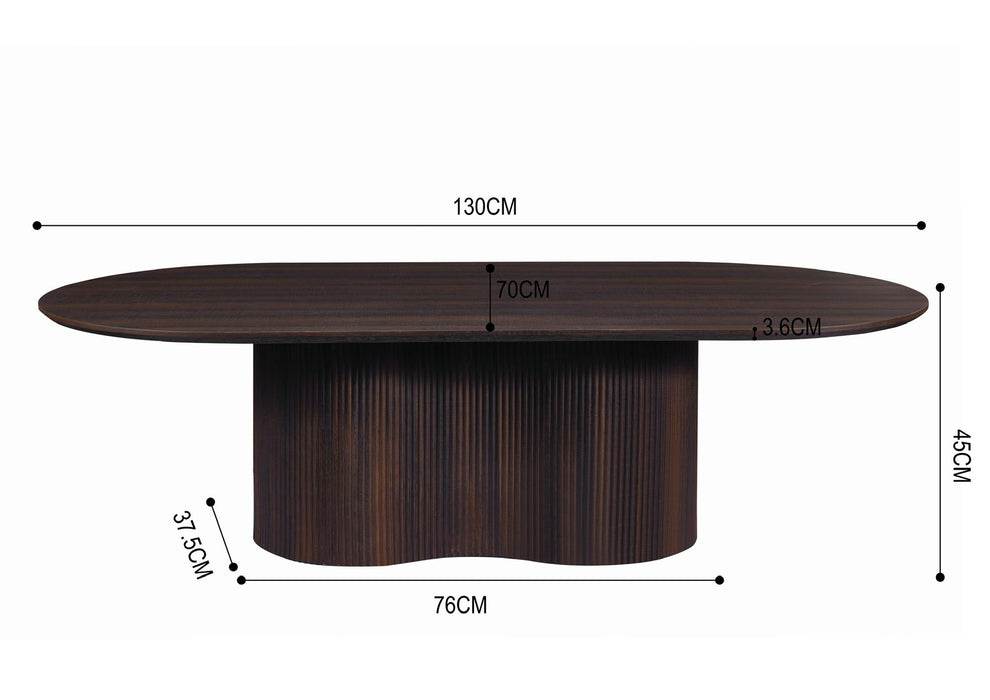 Japandi Salontafel Loubier Walnootkleur 130 cm