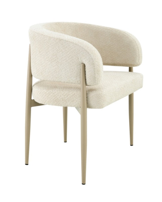 Japandi Eetkamerstoel Quintin Bouclé Creme Set van 4