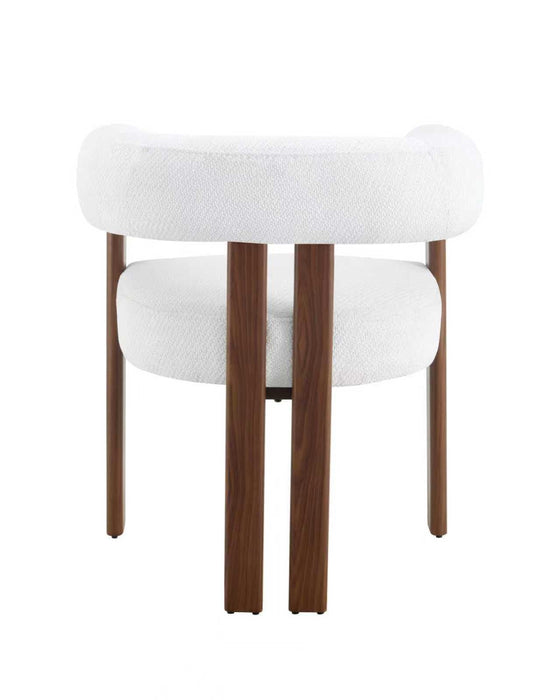 Japandi Eetkamerstoel PARTHE Bouclé Crème Walnoot Set van 4