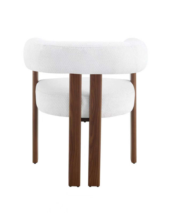 Japandi Eetkamerstoel PARTHE Bouclé Crème Walnoot