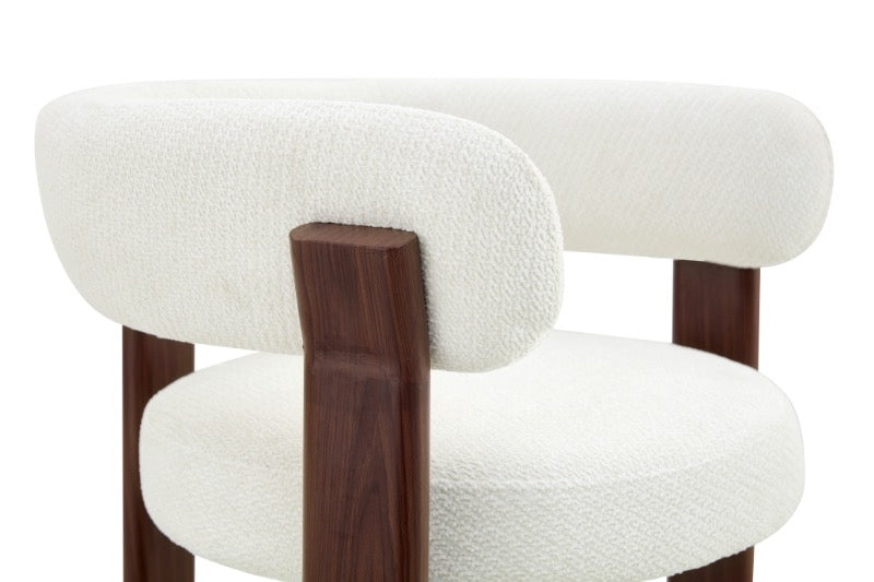 Chaise de salle à manger Japandi CARAT Bouclé Crème