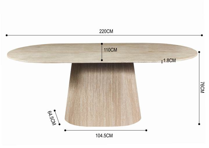 Japandi Eettafel Martin Travertin Look 220 cm