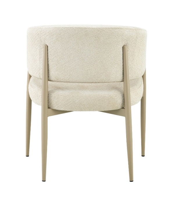 Japandi Eetkamerstoel Quintin Bouclé Creme Set van 2