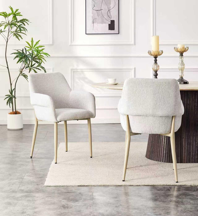 Japandi eetkamerstoel FLECHE Boucle Stone Set van 4