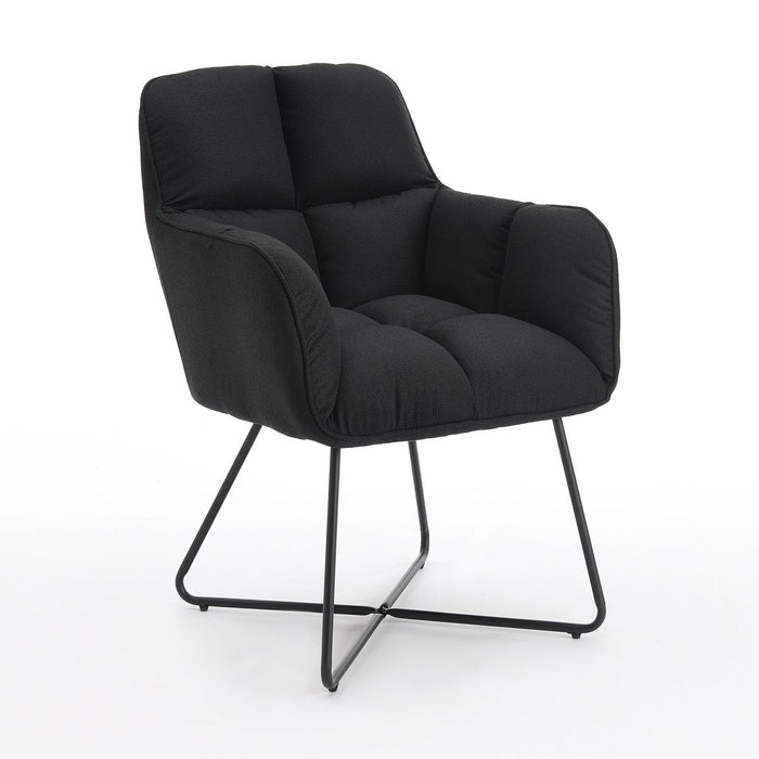 Eetkamerstoel Lacoure Linnen Zwart SET van 4