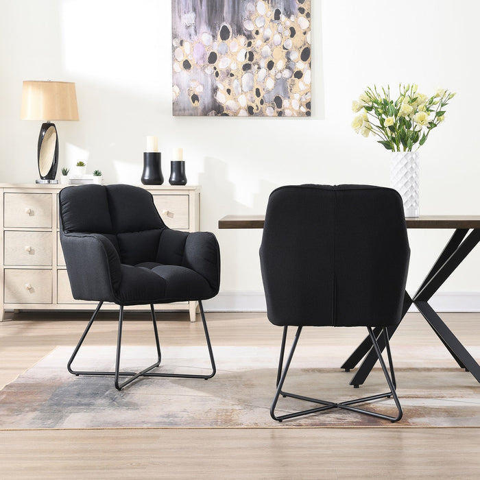 Eetkamerstoel Lacoure Linnen Zwart SET van 4