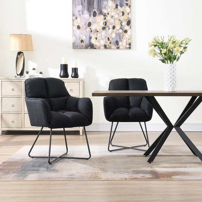 Eetkamerstoel Lacoure Linnen Zwart SET van 4