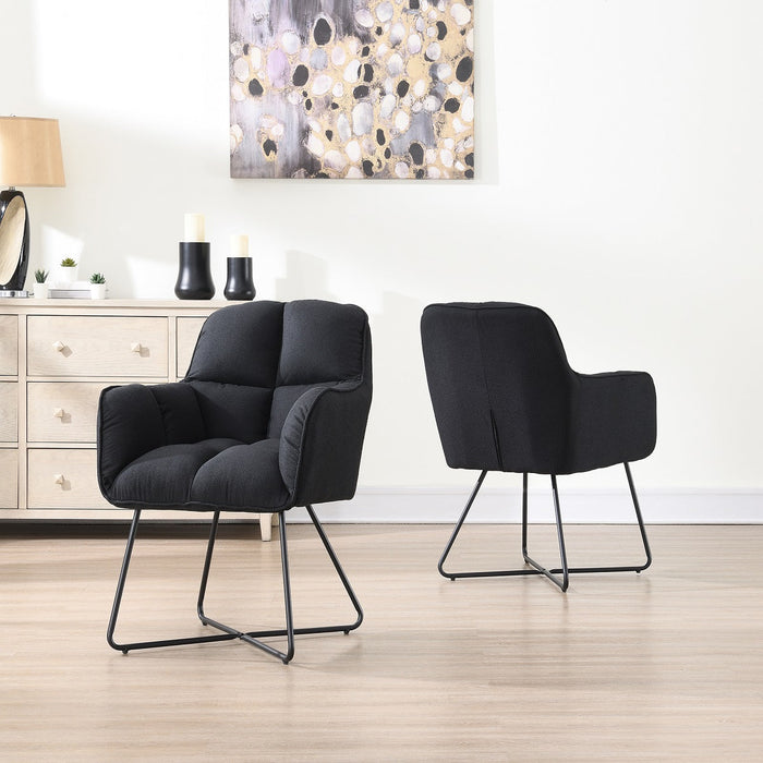 Eetkamerstoel Lacoure Linnen Zwart SET van 4