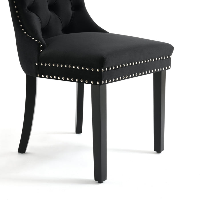 Eetkamerstoel Bains Velours Zwart Set van 4