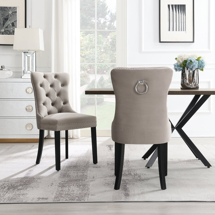 Eetkamerstoel Bains Velours Stone Set van 4