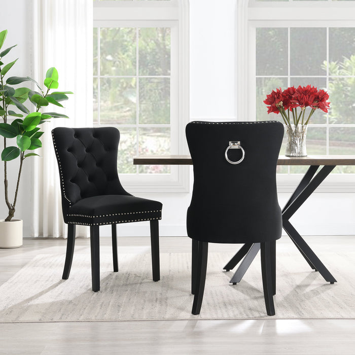 Eetkamerstoel Bains Velours Zwart Set van 4
