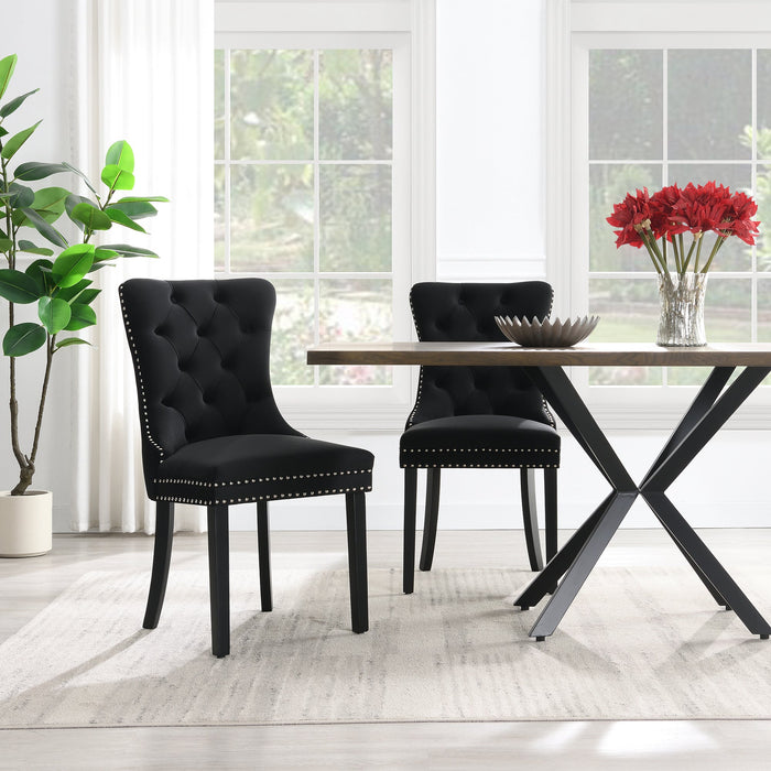 Eetkamerstoel Bains Velours Zwart Set van 2