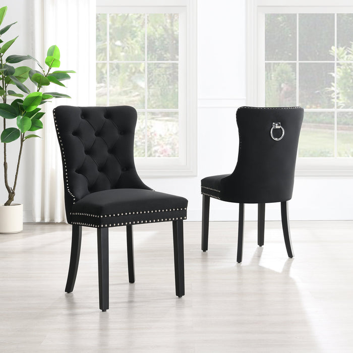 Eetkamerstoel Bains Velours Zwart Set van 2