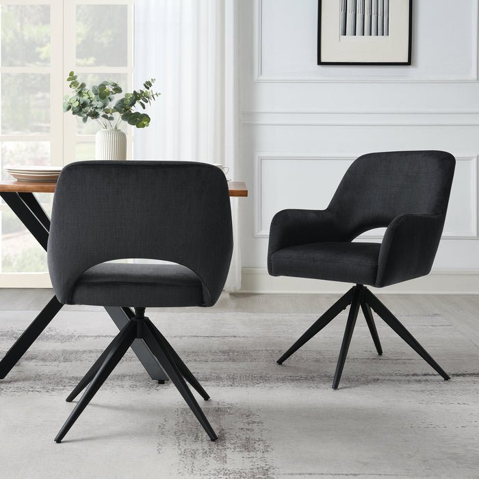 Draaibare Eetkamerstoel Moulin Zwart Set van 4