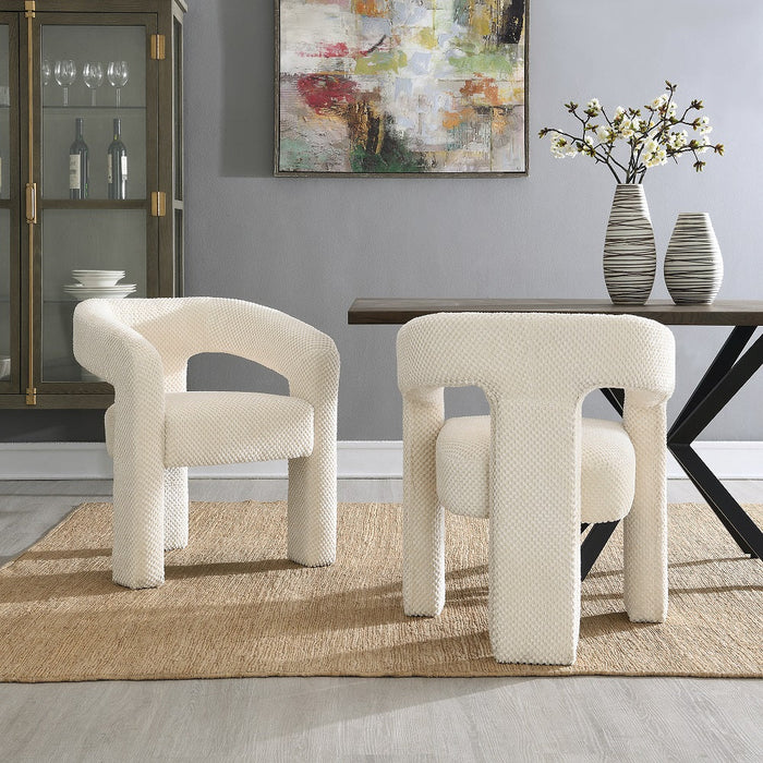 Eetkamerstoel Armeno Boucle Creme Set van 4