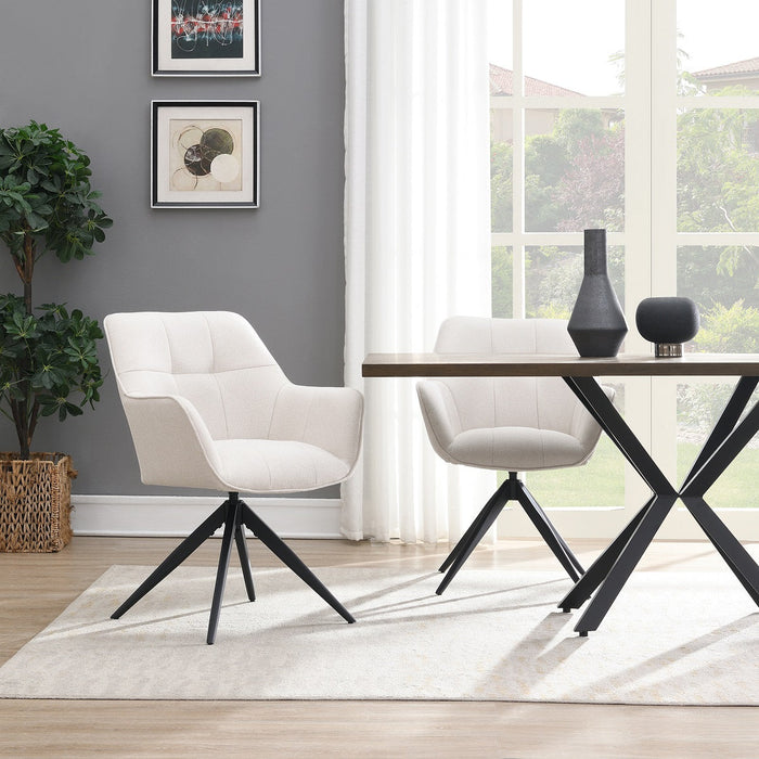 Draaibare Eetkamerstoel Niort Linnen Stone Set van 4