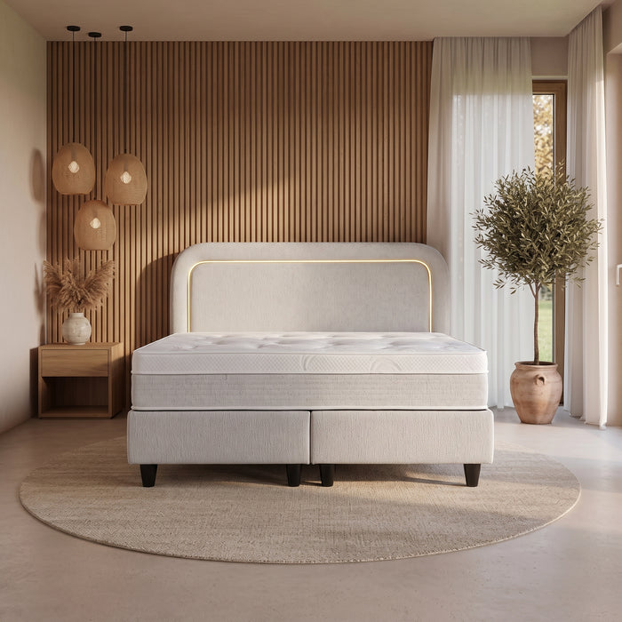 Lit coffre BEAUM Design Japandi Stone 160 × 200 cm