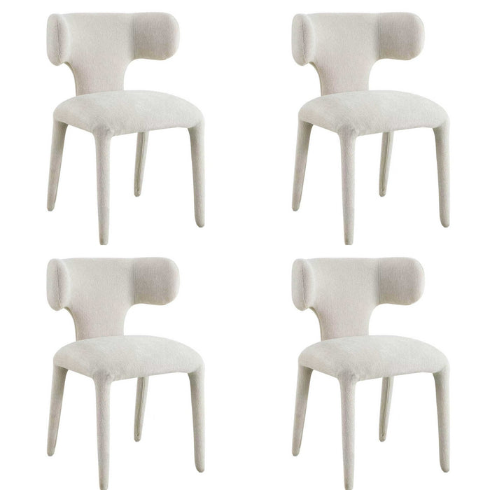 Japandi Eetkamerstoel AVORIA Bouclé Crème Set van 4