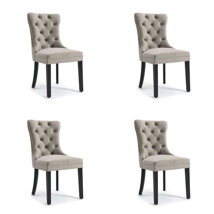 Eetkamerstoel Bains Velours Stone Set van 4