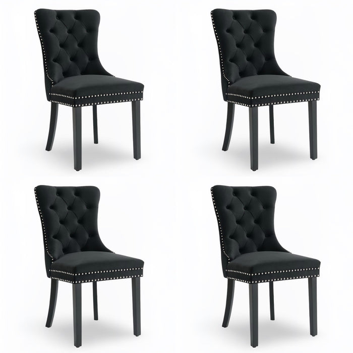 Eetkamerstoel Bains Velours Zwart Set van 4