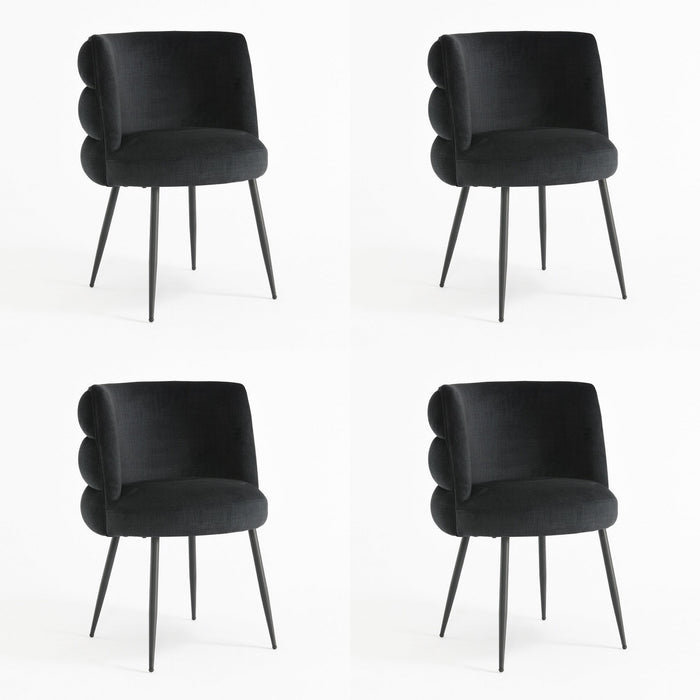 Eetkamerstoel Brando Velours Zwart Set van 4