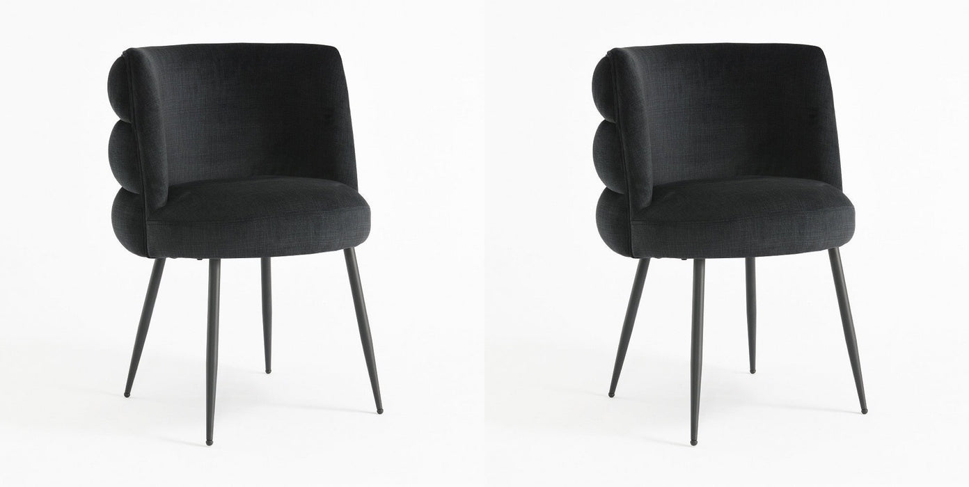 Eetkamerstoel Brando Velours Zwart Set van 2