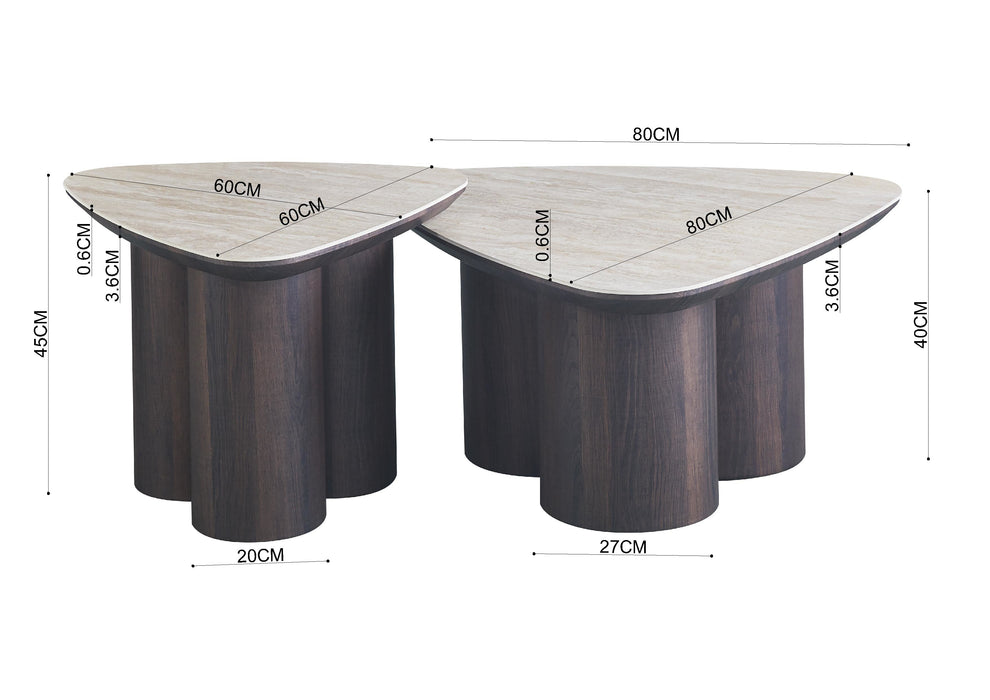 Salontafel RIMOGNE 2-in-1  Set Keramiek Wit