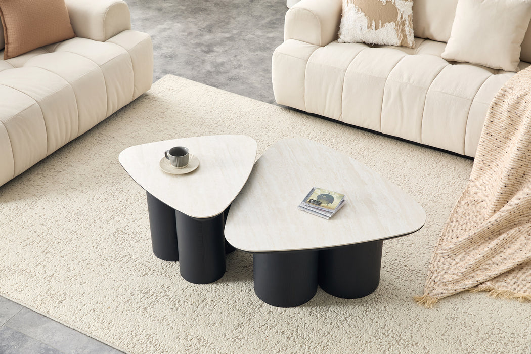 Salontafel RIMOGNE 2-in-1  Set Keramiek Wit