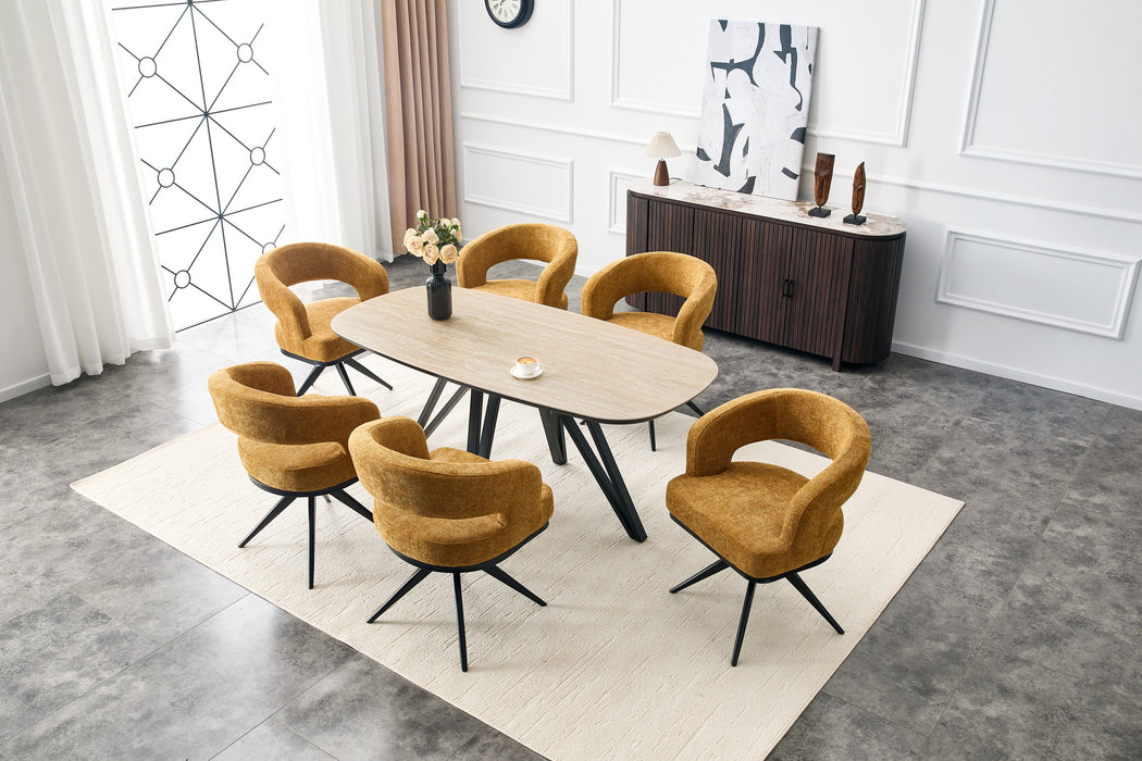 Eettafel TRESSIN Keramiek Travertin Look 220 cm
