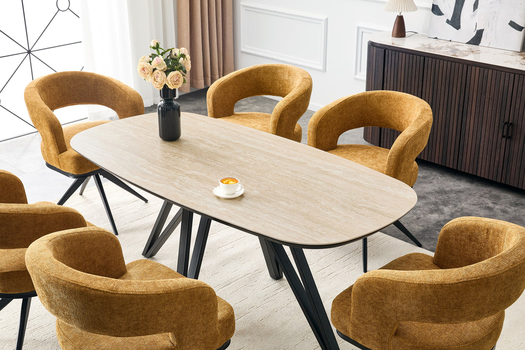 Eettafel TRESSIN Keramiek Travertin Look 220 cm