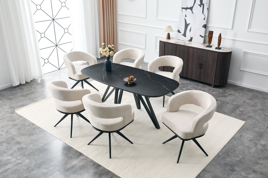 Eettafel TRESSIN Keramiek Zwart 160 cm