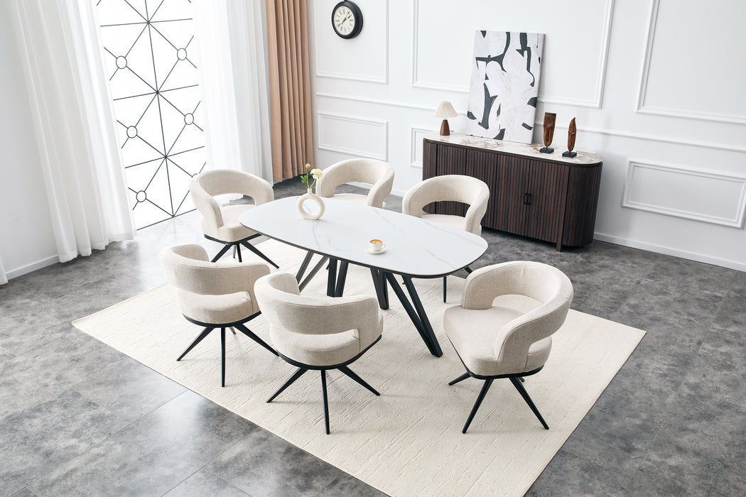 Table à manger TRESSIN Céramique Blanc 160 cm