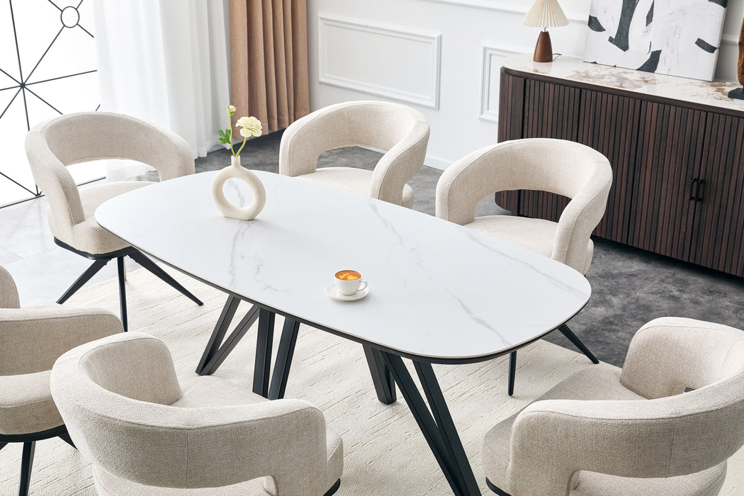 Table à manger TRESSIN Céramique Blanc 160 cm