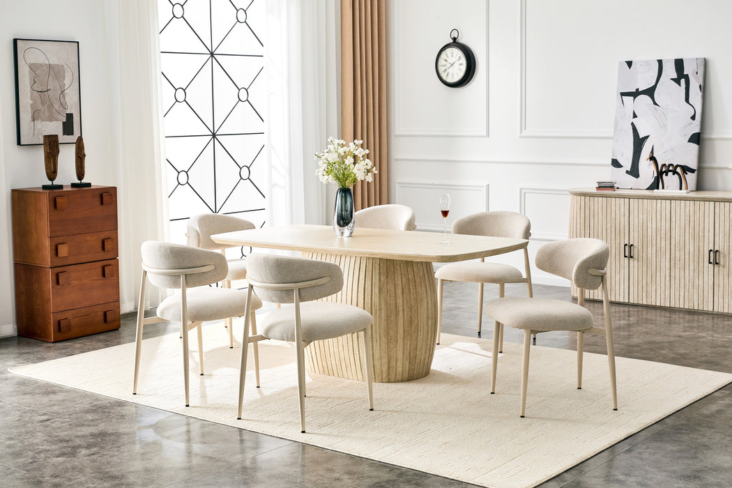 Eettafel LADOUR Keramiek Travertin 160 cm