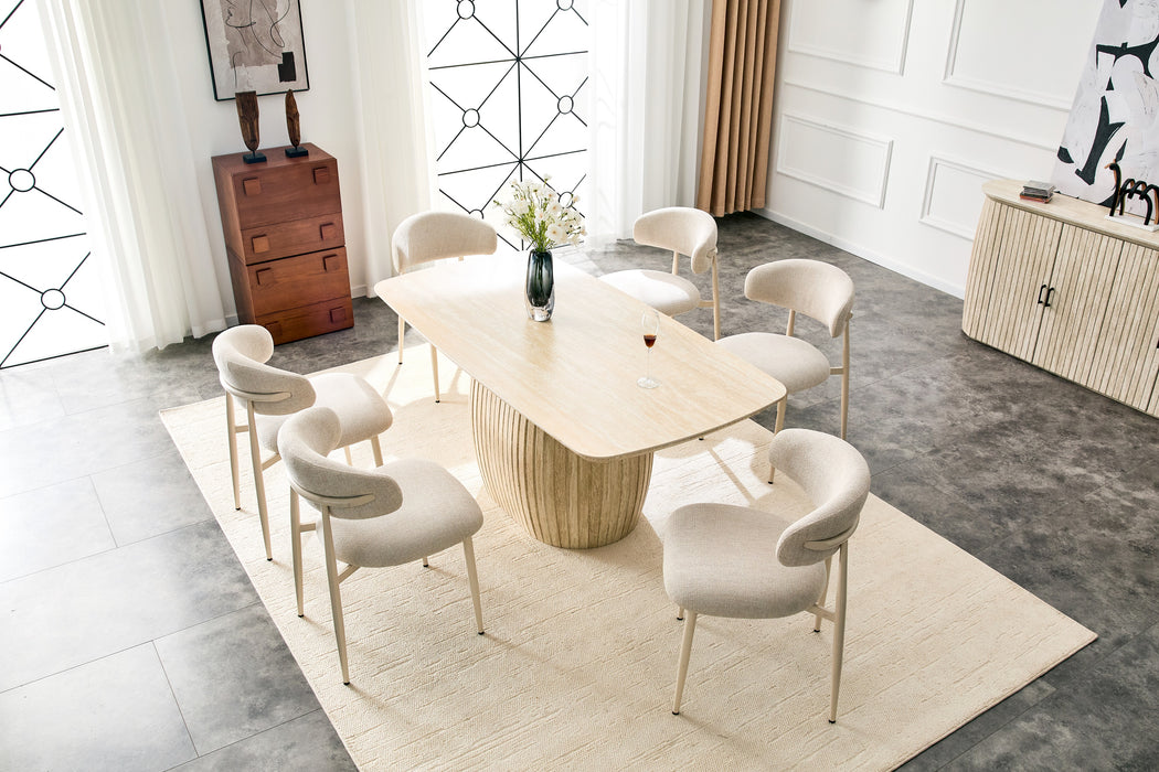 Eettafel LADOUR Keramiek Travertin 160 cm