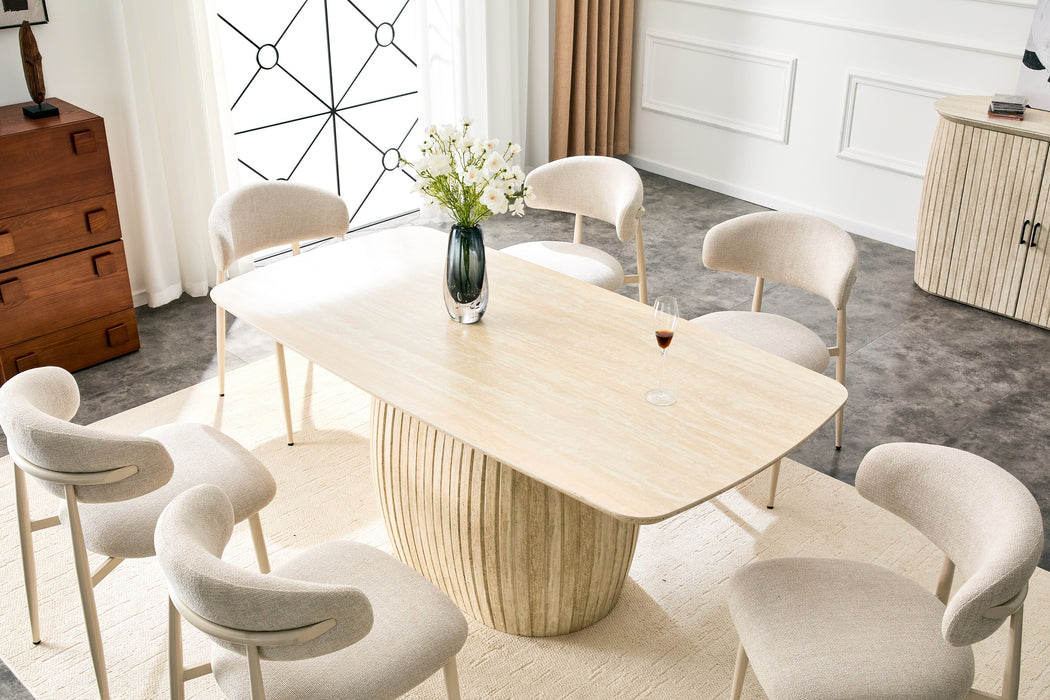 Eettafel LADOUR Keramiek Travertin 160 cm