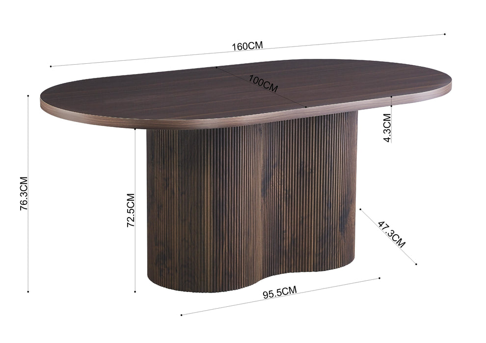 Table à manger Japandi Loubier Couleur Noyer 160 cm