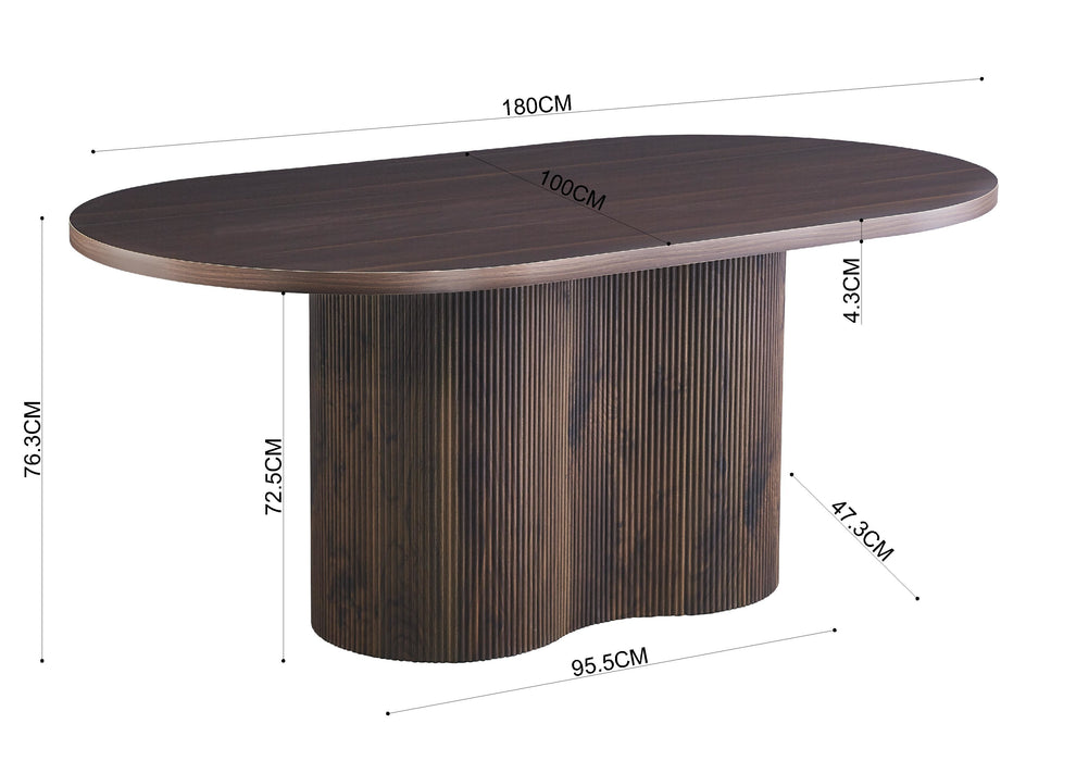 Japandi Eettafel Loubier Walnootkleur 180 cm