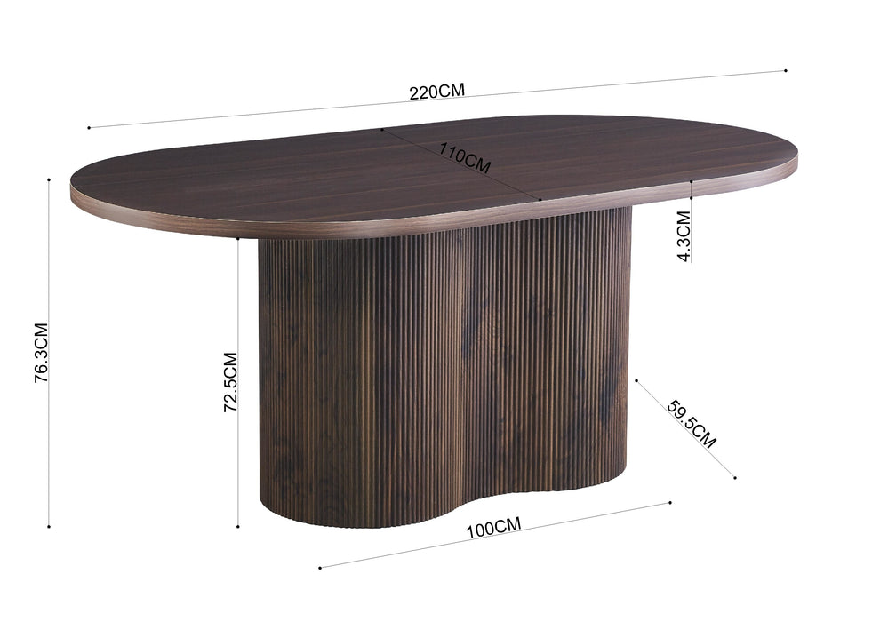 Japandi Esstisch Loubier Walnussfarbe 220 cm