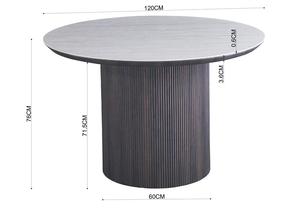 Table à manger CORRENS Céramique Noir Ronde 120 cm