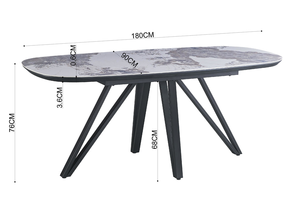 Table à manger TRESSIN Céramique Pandora 180 cm