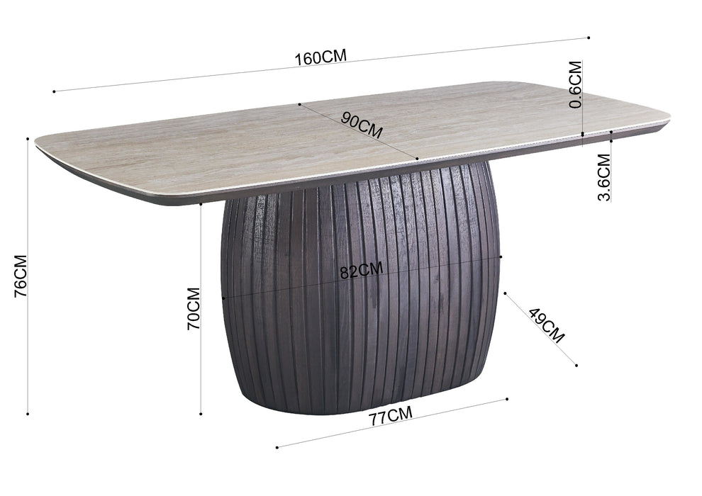 Eettafel LADOUR Keramiek Walnoot 160 cm