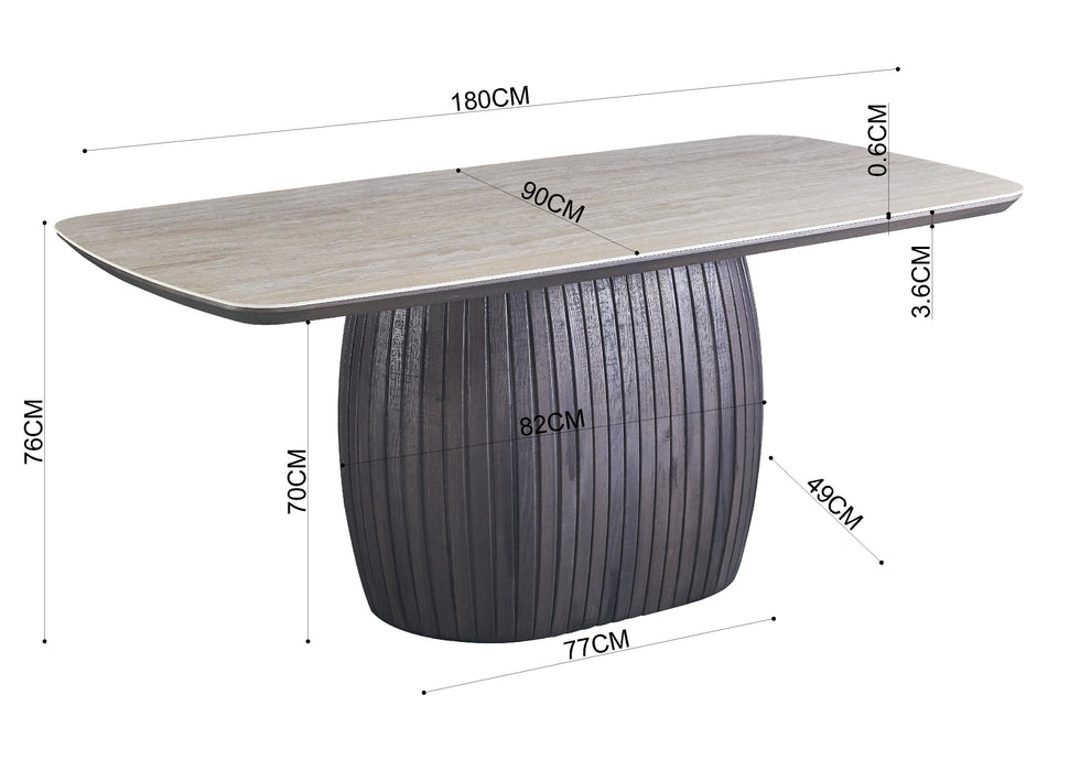 Eettafel LADOUR Keramiek Walnoot 180 cm