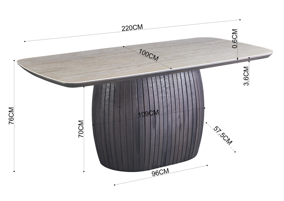 Eettafel LADOUR Keramiek Walnoot 220 cm