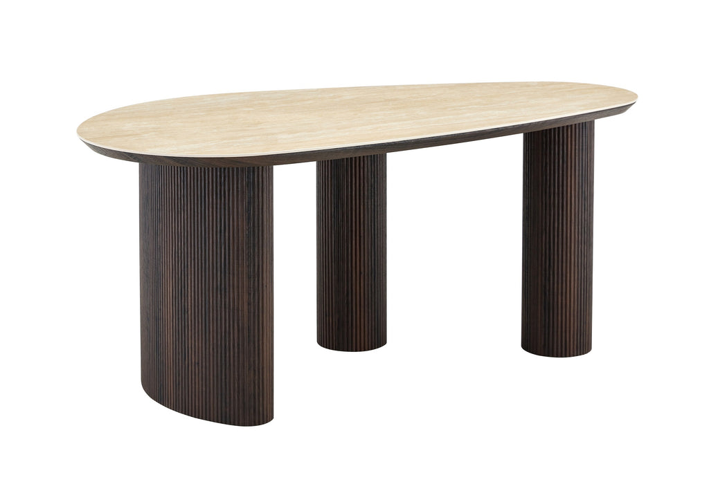 Eettafel CORCONE Keramiek Organisch Travertin Look 180 cm