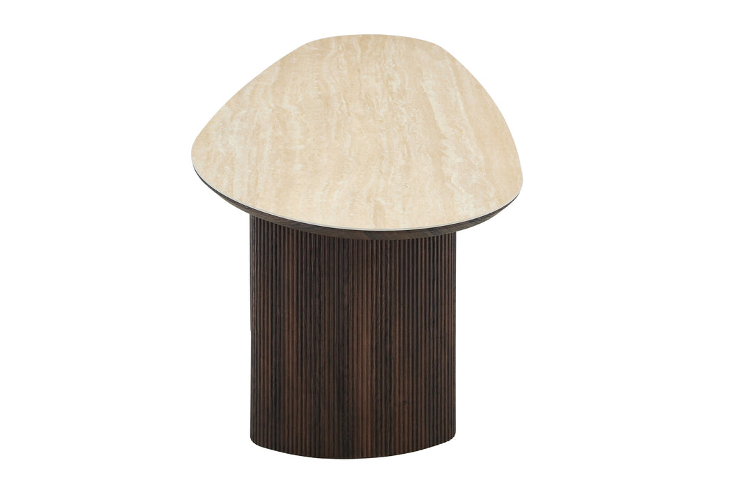 Eettafel CORCONE Keramiek Organisch Travertin Look 180 cm