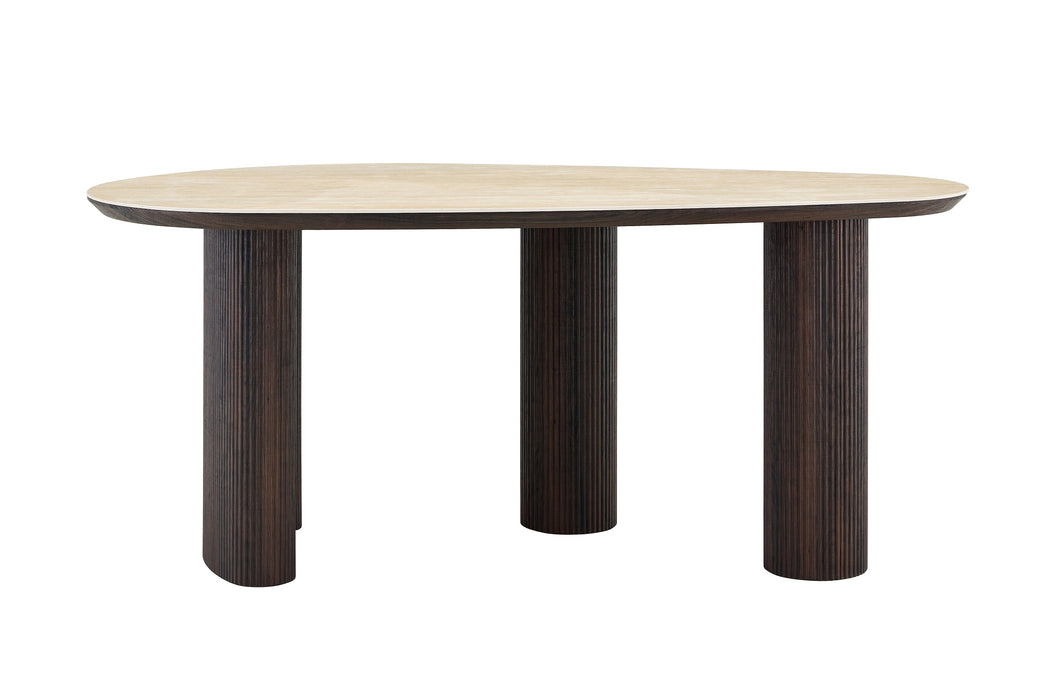 Eettafel CORCONE Keramiek Organisch Travertin Look 180 cm