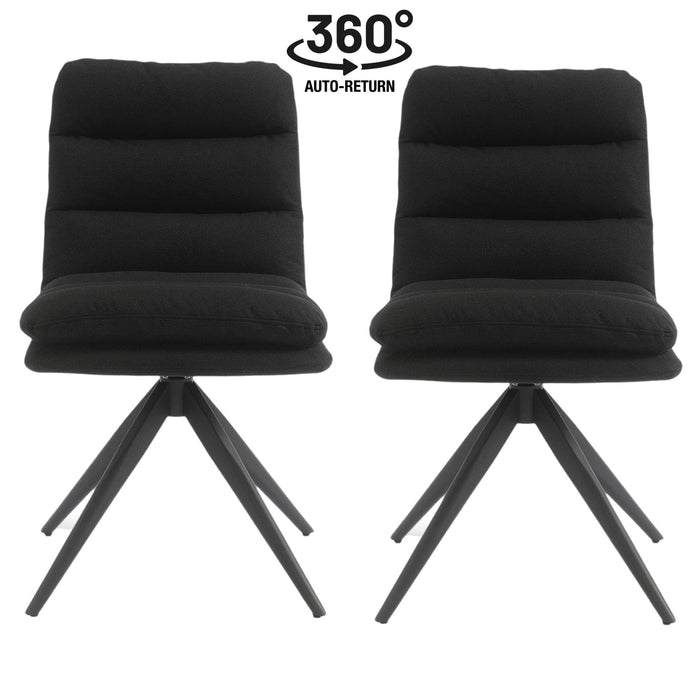 Draaibare Eetkamerstoel Nessa Zwart Set van 2